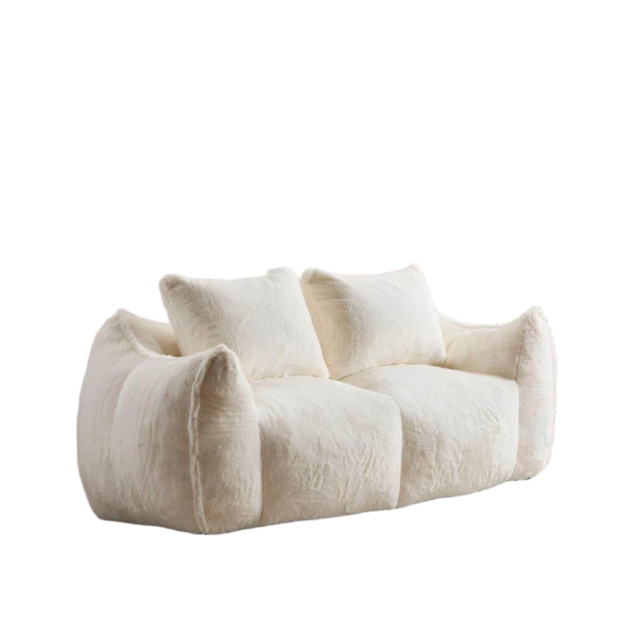 Giant Bean Bag Sofa For Adults Ultra Soft Fluffy Loveseat White_voghion.com
